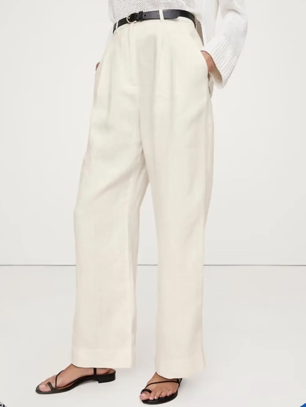 Banana Republic The Soho Wide Leg Linen Pant Cream White 20 NEW
